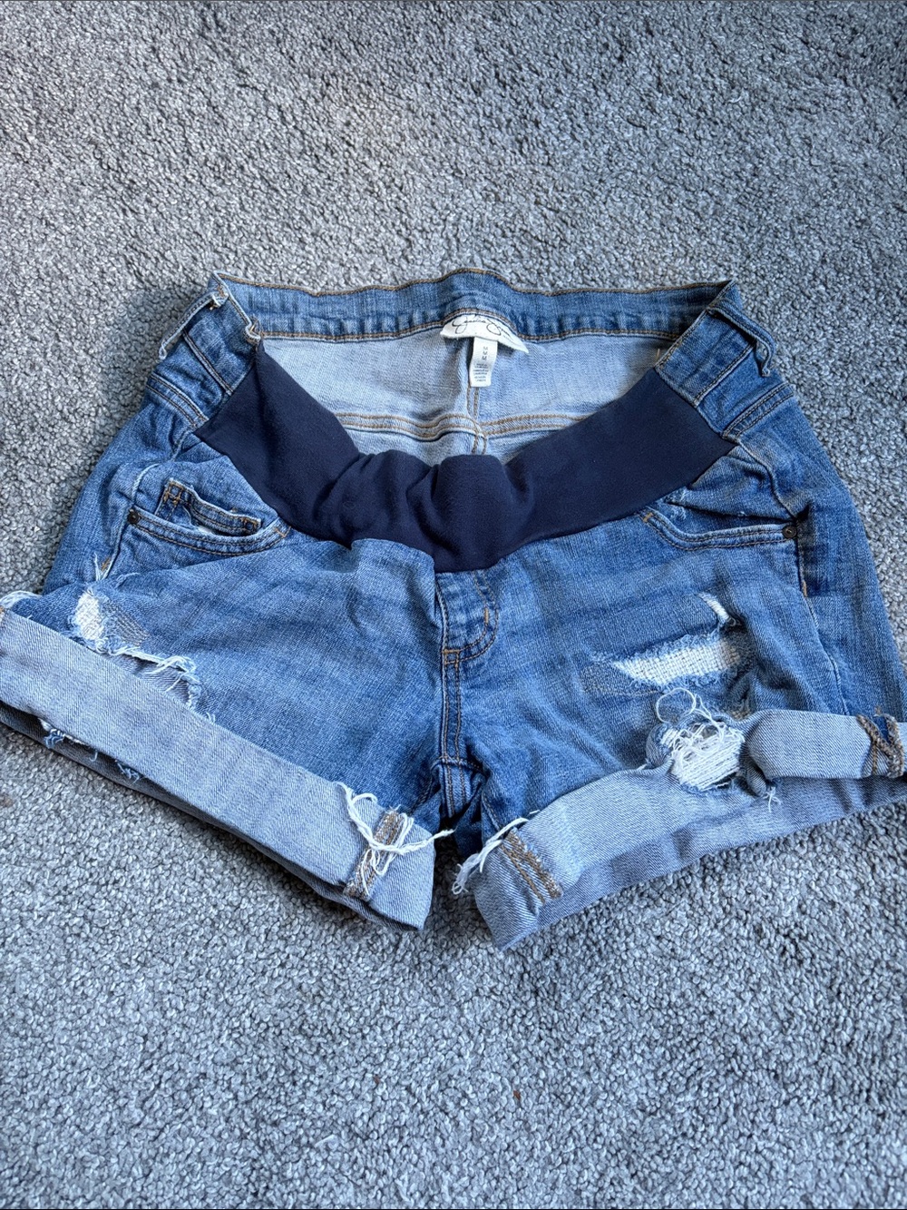 Maternity Distressed Denim Shorts